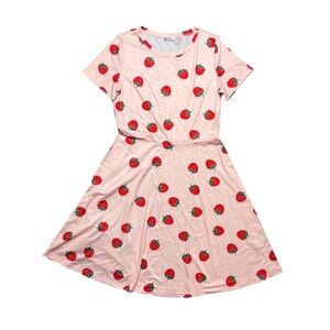 Strawberry Print Pink Mini Dress